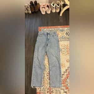 Top shop W26 L32 Jeans Light wash Frayed hem High Waist